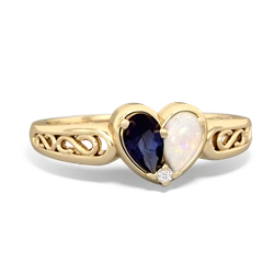 Sapphire Filligree 'One Heart' 14K Yellow Gold ring R5070