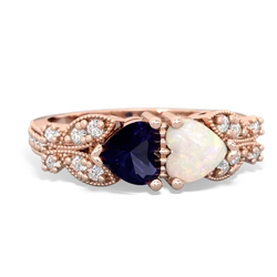 Sapphire Diamond Butterflies 14K Rose Gold ring R5601