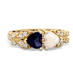 Sapphire Diamond Butterflies 14K Yellow Gold ring R5601