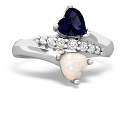 Sapphire Heart To Heart 14K White Gold ring R2064