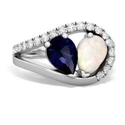 Sapphire Nestled Heart Keepsake 14K White Gold ring R5650