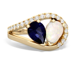 Sapphire Nestled Heart Keepsake 14K Yellow Gold ring R5650