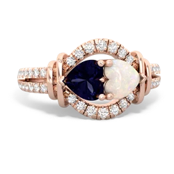 Sapphire Art-Deco Keepsake 14K Rose Gold ring R5630