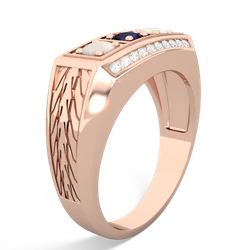 Sapphire Three Stone Tire Tread Men's 14K Rose Gold ring R0520