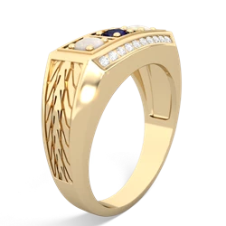 Sapphire Three Stone Tire Tread Men's 14K Yellow Gold ring R0520