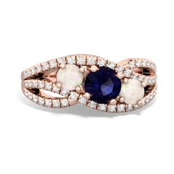 Sapphire Three Stone Aurora 14K Rose Gold ring R3080