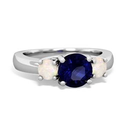 Sapphire Three Stone Round Trellis 14K White Gold ring R4018