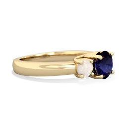 Sapphire Three Stone Round Trellis 14K Yellow Gold ring R4018