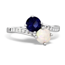 Sapphire Channel Set Two Stone 14K White Gold ring R5303