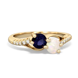 Sapphire Infinity Pave Two Stone 14K Yellow Gold ring R5285