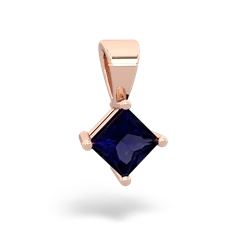 Sapphire 5Mm Princess Solitaire 14K Rose Gold pendant P1789