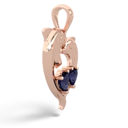 Sapphire Dolphin Heart 14K Rose Gold pendant P5820