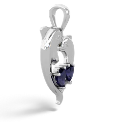 Sapphire Dolphin Heart 14K White Gold pendant P5820