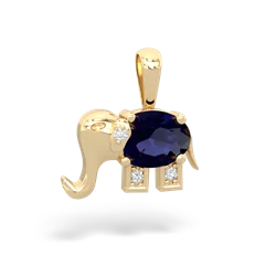 Sapphire Elephant 14K Yellow Gold pendant P2555