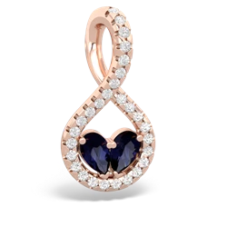 Sapphire Pave Twist 'One Heart' 14K Rose Gold pendant P5360