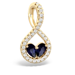 Sapphire Pave Twist 'One Heart' 14K Yellow Gold pendant P5360