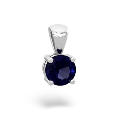 Sapphire 6Mm Round Solitaire 14K White Gold pendant P1786