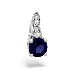 Sapphire Antique Elegance 14K White Gold pendant P3100