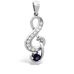 Sapphire G-Clef Music 14K White Gold pendant P5830