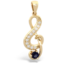 Sapphire G-Clef Music 14K Yellow Gold pendant P5830