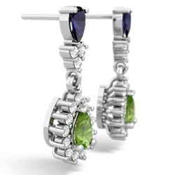 Sapphire Halo Pear Dangle 14K White Gold earrings E1882