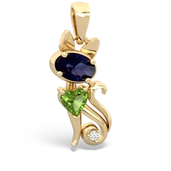 Sapphire Kitten 14K Yellow Gold pendant P5780