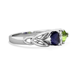 Sapphire Celtic Knot Double Heart 14K White Gold ring R5040