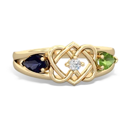 Sapphire Hearts Intertwined 14K Yellow Gold ring R5880