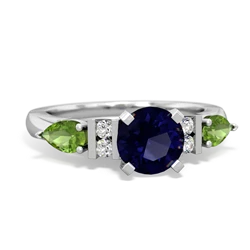 Sapphire 6Mm Round Eternal Embrace Engagement 14K White Gold ring R2005