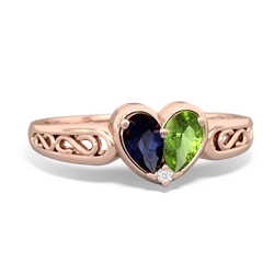 Sapphire Filligree 'One Heart' 14K Rose Gold ring R5070