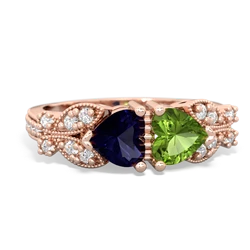 Sapphire Diamond Butterflies 14K Rose Gold ring R5601