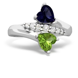 Sapphire Heart To Heart 14K White Gold ring R2064