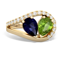 Sapphire Nestled Heart Keepsake 14K Yellow Gold ring R5650