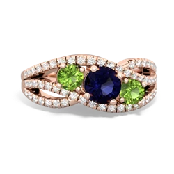 Sapphire Three Stone Aurora 14K Rose Gold ring R3080