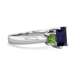 Sapphire Three Stone Emerald-Cut Trellis 14K White Gold ring R4021