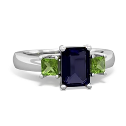 Sapphire Three Stone Emerald-Cut Trellis 14K White Gold ring R4021