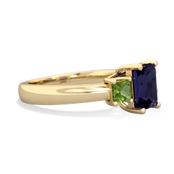 Sapphire Three Stone Emerald-Cut Trellis 14K Yellow Gold ring R4021