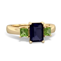 Sapphire Three Stone Emerald-Cut Trellis 14K Yellow Gold ring R4021