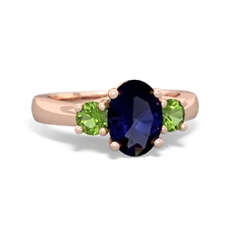 Sapphire Three Stone Oval Trellis 14K Rose Gold ring R4024