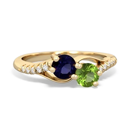 Sapphire Infinity Pave Two Stone 14K Yellow Gold ring R5285