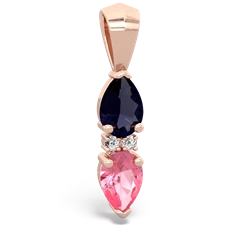 Sapphire Bowtie Drop 14K Rose Gold pendant P0865