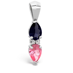 Sapphire Bowtie Drop 14K White Gold pendant P0865