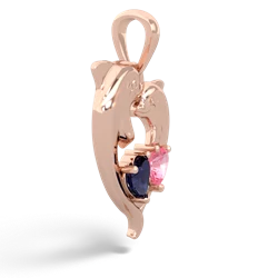 Sapphire Dolphin Heart 14K Rose Gold pendant P5820