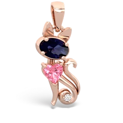 Sapphire Kitten 14K Rose Gold pendant P5780