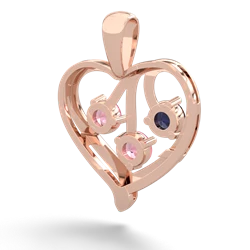 Sapphire Glowing Heart 14K Rose Gold pendant P2233