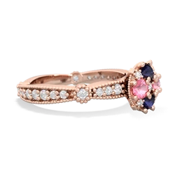 Sapphire Sparkling Tiara Cluster 14K Rose Gold ring R26293RD