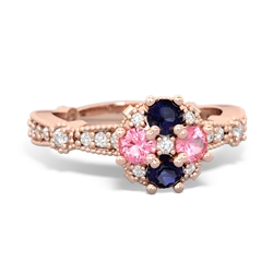 Sapphire Sparkling Tiara Cluster 14K Rose Gold ring R26293RD