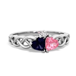 Sapphire Heart To Heart Braid 14K White Gold ring R5870