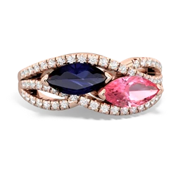 Sapphire Diamond Rivers 14K Rose Gold ring R3070