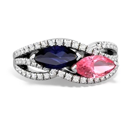 Sapphire Diamond Rivers 14K White Gold ring R3070